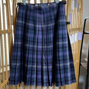 NWOT 100% wool Scotland plaid pleated kilt skirt